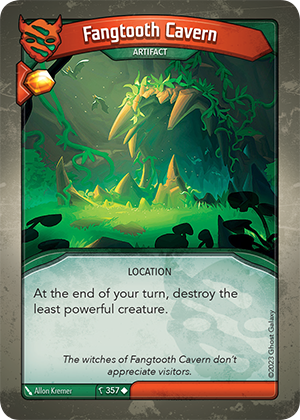 Fangtooth Cavern, a KeyForge card illustrated by Allon Kremer