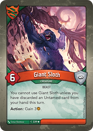 Giant Sloth, a KeyForge card illustrated by Timur Shevtsov