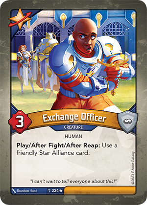 Exchange Officer, a KeyForge card illustrated by Brandon Hunt