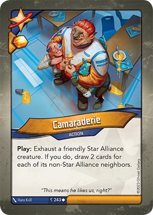 Camaraderie, a KeyForge card illustrated by Hans Krill