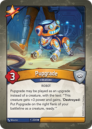 Pupgrade, a KeyForge card illustrated by Monztre