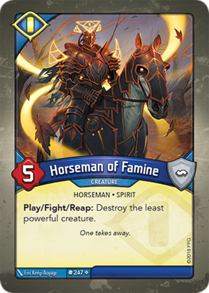Horseman of Famine, a KeyForge card illustrated by Eric Kenji Aoyagi