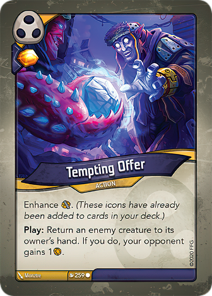 Tempting Offer, a KeyForge card illustrated by Monztre