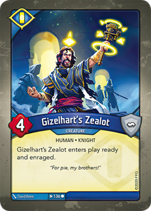 Gizelhart’s Zealot, a KeyForge card illustrated by David Keen