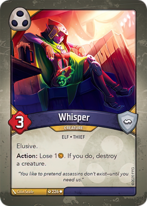 Whisper, a KeyForge card illustrated by Colin Searle