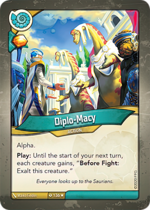 Diplo-Macy, a KeyForge card illustrated by Marko Fiedler