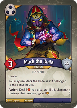 Mack the Knife, a KeyForge card illustrated by Anzka Nguyen