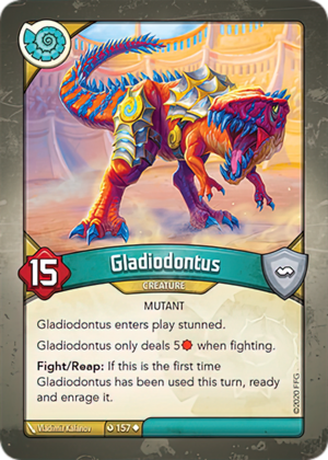 Gladiodontus, a KeyForge card illustrated by Vladimir Kafanov