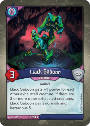 Llack Gaboon, a KeyForge card illustrated by Girma Moges