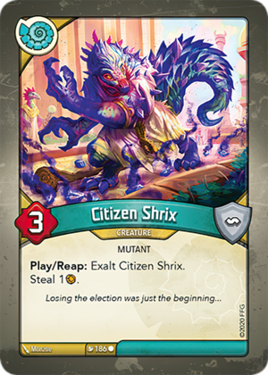 Citizen Shrix, a KeyForge card illustrated by Monztre