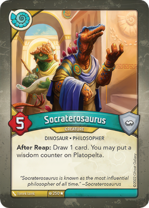 Socraterosaurus, a KeyForge card illustrated by Tomek Larek