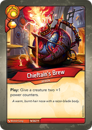 Chieftain’s Brew, a KeyForge card illustrated by Michele Giorgi
