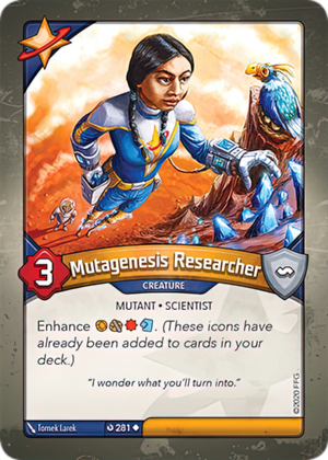 Mutagenesis Researcher, a KeyForge card illustrated by Tomek Larek