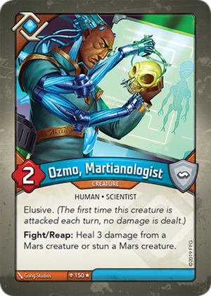 Ozmo, Martianologist, a KeyForge card illustrated by Gong Studios