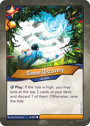 Biome Discovery, a KeyForge card illustrated by Sean Donaldson