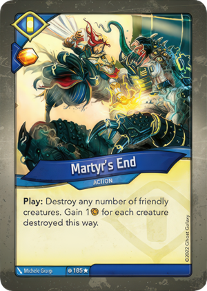 Martyr’s End, a KeyForge card illustrated by Michele Giorgi