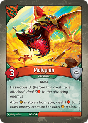 Molephin, a KeyForge card illustrated by Cindy Avelino