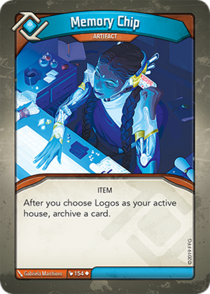 Memory Chip, a KeyForge card illustrated by Gabriela Marchioro