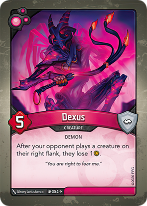 Dexus, a KeyForge card illustrated by Alexey Iavtushenco
