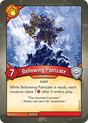 Bellowing Patrizate, a KeyForge card illustrated by Brolken