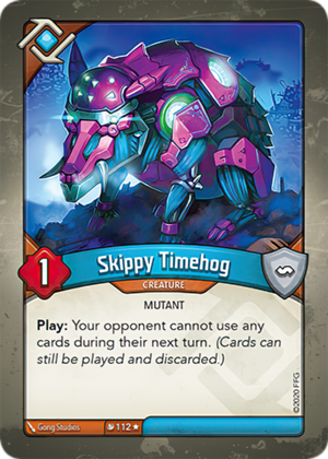 Skippy Timehog, a KeyForge card illustrated by Gong Studios