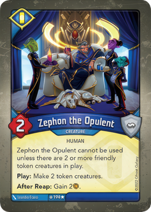 Zephon the Opulent, a KeyForge card illustrated by Leandro Franci