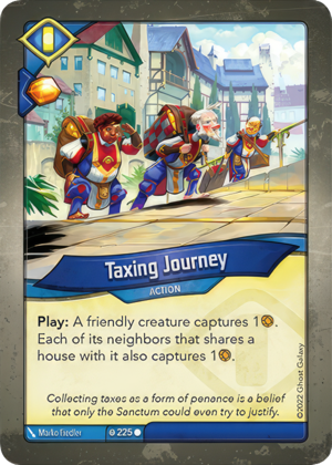 Taxing Journey, a KeyForge card illustrated by Marko Fiedler