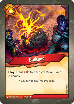 Ballcano, a KeyForge card illustrated by Marc Escachx