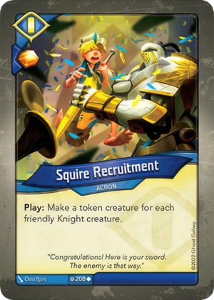 Squire Recruitment, a KeyForge card illustrated by Chris Bjors