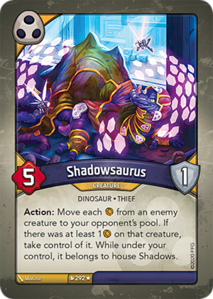 Shadowsaurus, a KeyForge card illustrated by Monztre