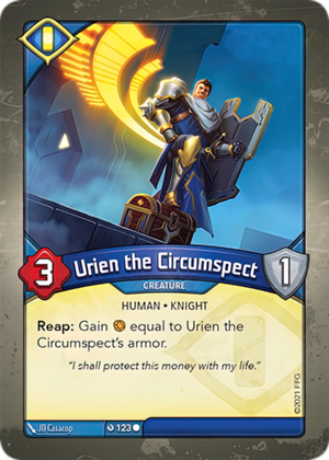 Urien the Circumspect, a KeyForge card illustrated by JB Casacop