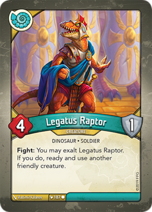 Legatus Raptor, a KeyForge card illustrated by Vladimir Kafanov