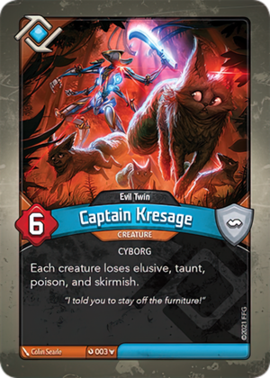 Captain Kresage (Evil Twin), a KeyForge card illustrated by Colin Searle