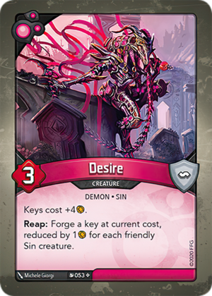 Desire, a KeyForge card illustrated by Michele Giorgi