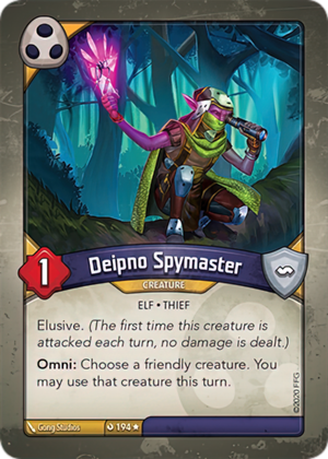 Deipno Spymaster, a KeyForge card illustrated by Gong Studios
