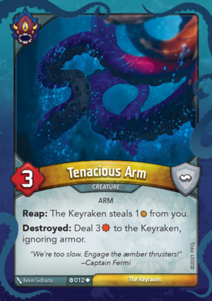 Tenacious Arm, a KeyForge card illustrated by Kevin Sidharta