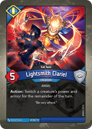 Lightsmith Clariel (Evil Twin), a KeyForge card illustrated by Radial Studio