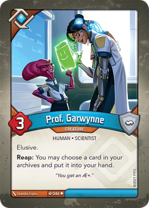 Prof. Garwynne, a KeyForge card illustrated by Leandro Franci