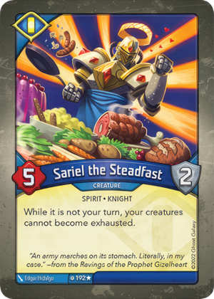 Sariel the Steadfast, a KeyForge card illustrated by Edgar Hidalgo