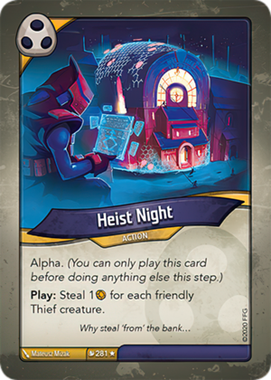 Heist Night, a KeyForge card illustrated by Matthew Mizak