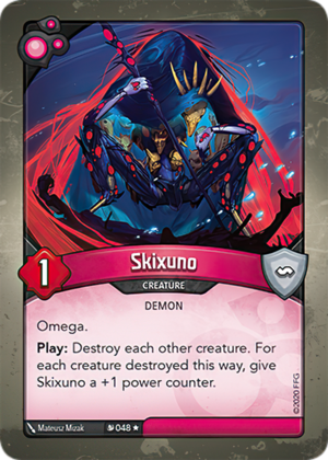 Skixuno, a KeyForge card illustrated by Matthew Mizak