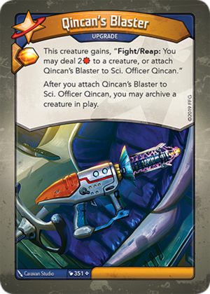 Qincan’s Blaster, a KeyForge card illustrated by Caravan Studio