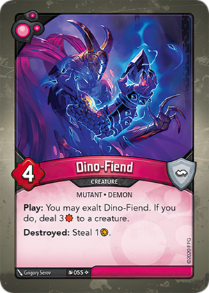 Dino-Fiend, a KeyForge card illustrated by Grigory Serov