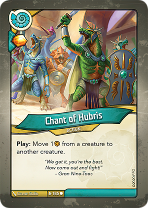 Chant of Hubris, a KeyForge card illustrated by Caravan Studio
