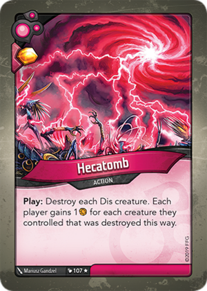 Hecatomb, a KeyForge card illustrated by Mariusz Gandzel