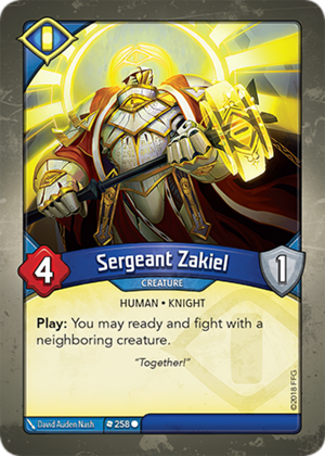Sergeant Zakiel, a KeyForge card illustrated by David Auden Nash