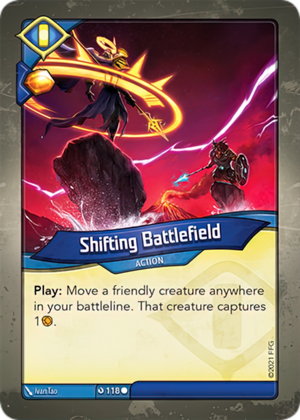 Shifting Battlefield, a KeyForge card illustrated by Ivan Tao