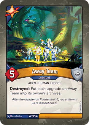 Away Team, a KeyForge card illustrated by Marko Fiedler