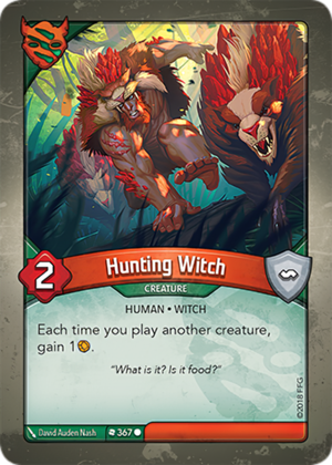 Hunting Witch, a KeyForge card illustrated by David Auden Nash