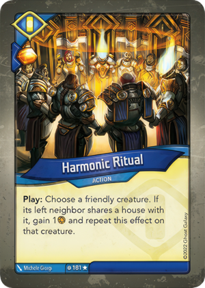 Harmonic Ritual, a KeyForge card illustrated by Michele Giorgi